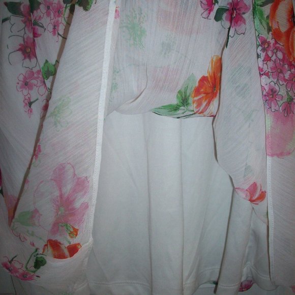Calvin Klein Womens Dress 8 White Colorful Watercolor Floral Flowy Lined Casual - Picture 10 of 14
